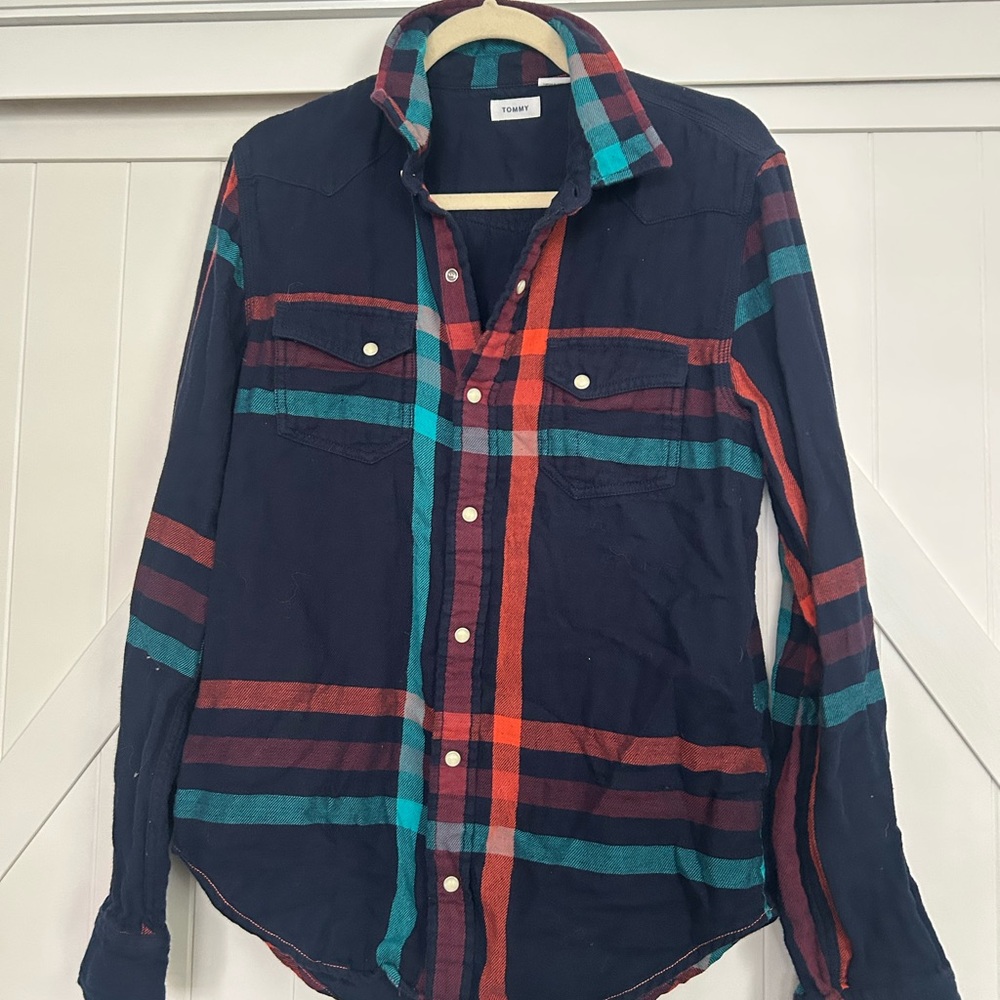 Tommy Navy and Multicolor Striped Men's Shirt